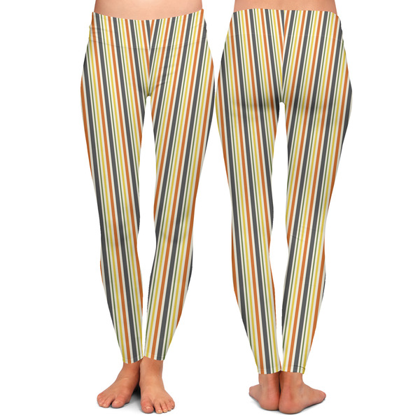 Swirls, Floral & Stripes Ladies Leggings - Front and Back