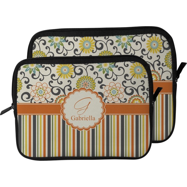 Swirls, Floral & Stripes Laptop Sleeve (Size Comparison)
