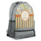 Swirls, Floral & Stripes Large Backpack - Gray - Angled View