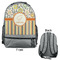 Swirls, Floral & Stripes Large Backpack - Gray - Front & Back View