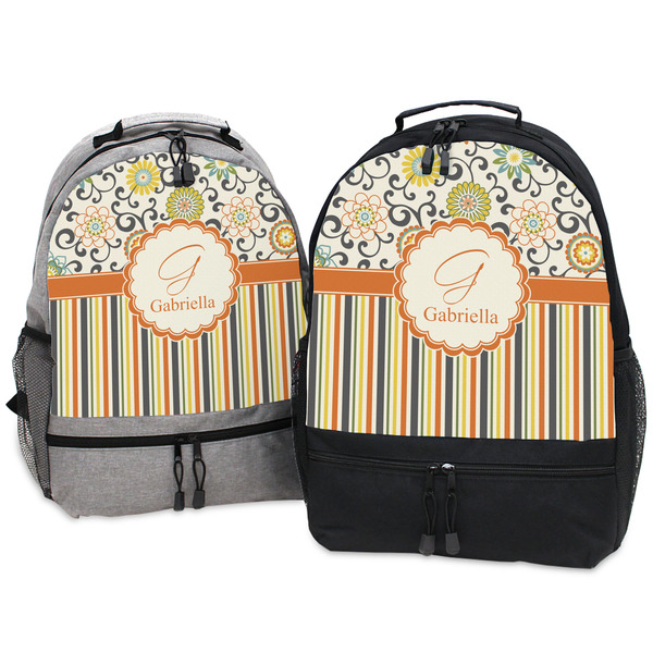 Swirls, Floral & Stripes Large Backpacks - Both