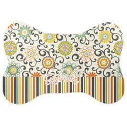 Swirls, Floral & Stripes Bone Shaped Dog Food Mat (Personalized)