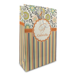 Swirls, Floral & Stripes Large Gift Bag (Personalized)