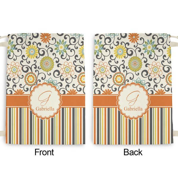 Swirls, Floral & Stripes Large Laundry Bag - Front & Back View