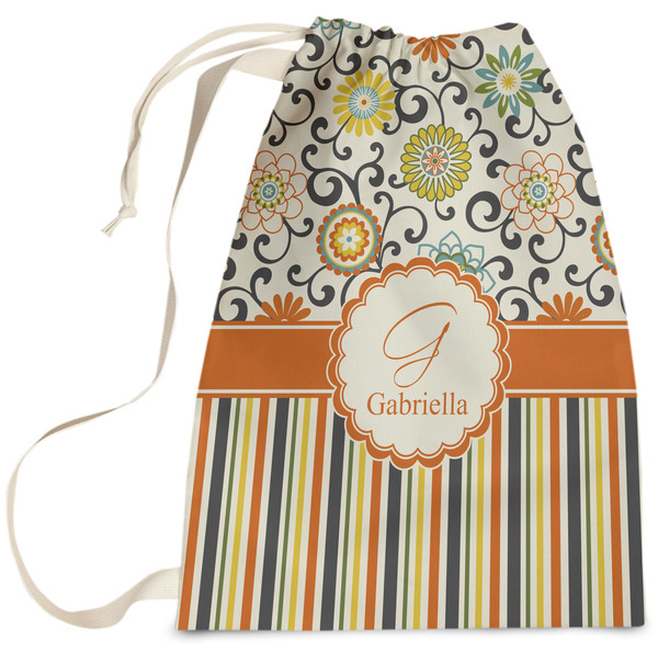 Custom Swirls, Floral & Stripes Laundry Bag (Personalized)