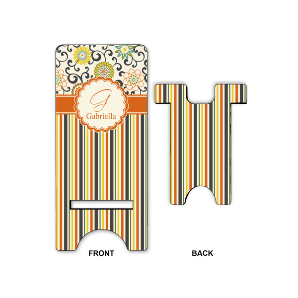 Swirls, Floral & Stripes Large Phone Stand - Front & Back