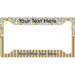 Swirls, Floral & Stripes License Plate Frame - Style A (Personalized)