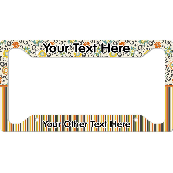 Custom Swirls, Floral & Stripes License Plate Frame - Style A (Personalized)