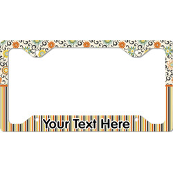 Swirls, Floral & Stripes License Plate Frame - Style C (Personalized)