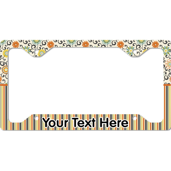 Custom Swirls, Floral & Stripes License Plate Frame - Style C (Personalized)