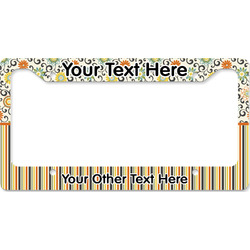 Swirls, Floral & Stripes License Plate Frame - Style B (Personalized)