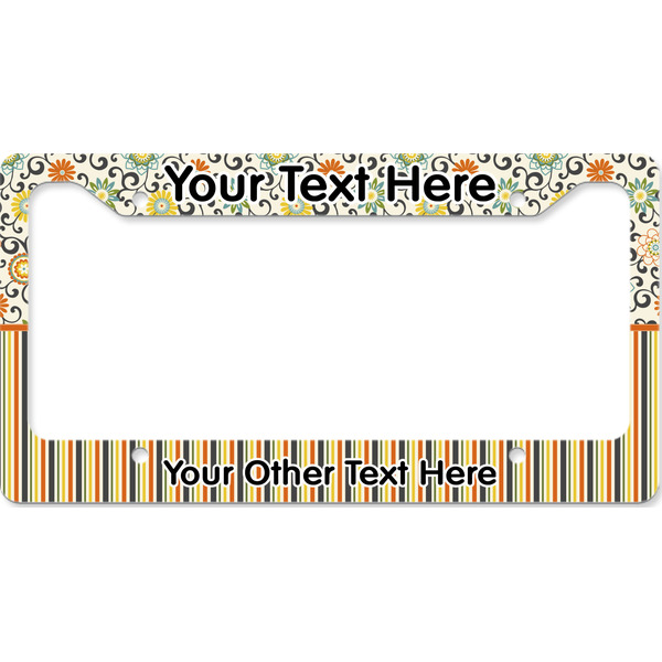 Swirls, Floral & Stripes License Plate Frame Wide