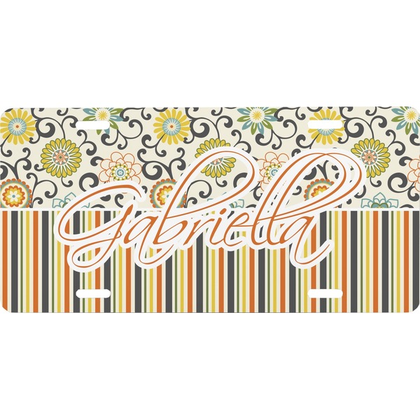 Custom Swirls, Floral & Stripes Front License Plate (Personalized)