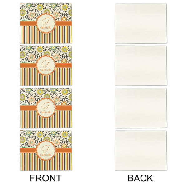 Swirls, Floral & Stripes Linen Placemat - APPROVAL Set of 4 (single sided)