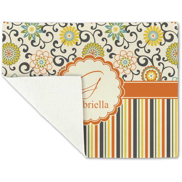 Swirls, Floral & Stripes Linen Placemat - Folded Corner (single side)