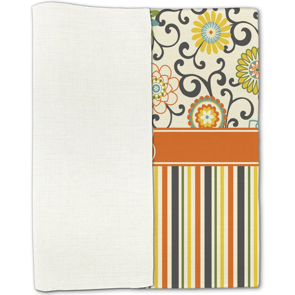 Swirls, Floral & Stripes Linen Placemat - Folded Half