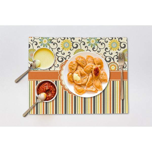 Swirls, Floral & Stripes Linen Placemat - Lifestyle (single)