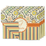 Swirls, Floral & Stripes Linen Placemat w/ Name and Initial