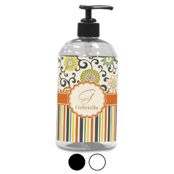 Swirls, Floral & Stripes Plastic Soap / Lotion Dispenser (Personalized)