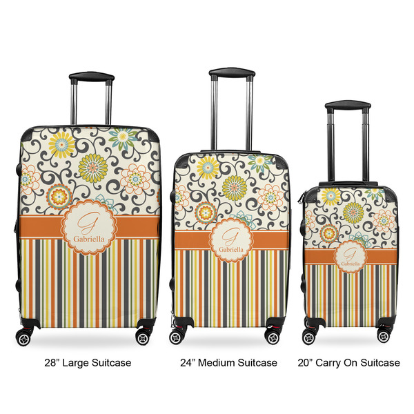Swirls, Floral & Stripes Luggage Bags all sizes - With Handle