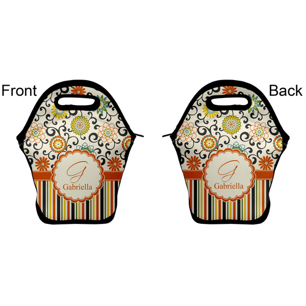 Swirls, Floral & Stripes Lunch Bag - Front and Back