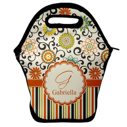 Swirls, Floral & Stripes Lunch Bag w/ Name and Initial