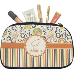 Swirls, Floral & Stripes Makeup / Cosmetic Bag - Medium (Personalized)