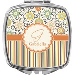 Swirls, Floral & Stripes Compact Makeup Mirror (Personalized)