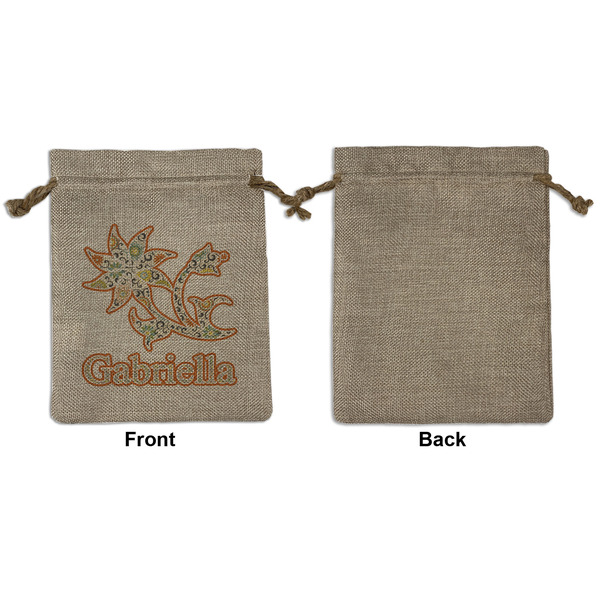 Swirls, Floral & Stripes Medium Burlap Gift Bag - Front Approval