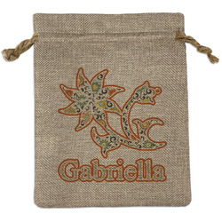 Swirls, Floral & Stripes Burlap Gift Bag (Personalized)