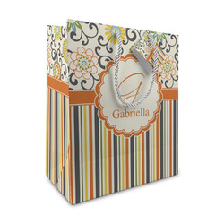 Swirls, Floral & Stripes Medium Gift Bag (Personalized)