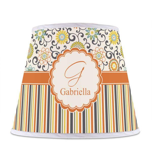 Swirls, Floral & Stripes Poly Film Empire Lampshade - Front View
