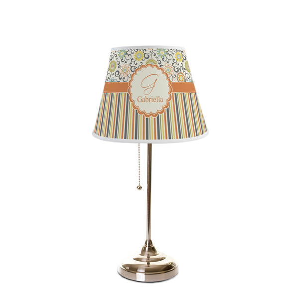 Swirls, Floral & Stripes Poly Film Empire Lampshade - On Stand