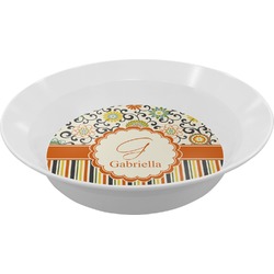 Swirls, Floral & Stripes Melamine Bowl (Personalized)