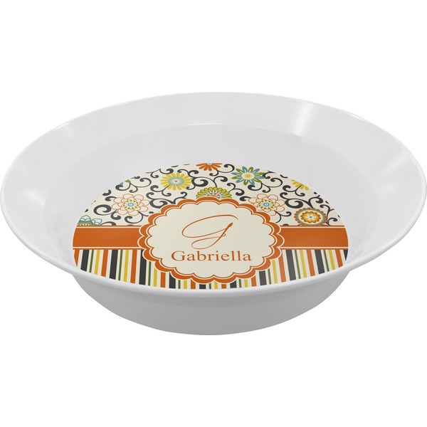 Custom Swirls, Floral & Stripes Melamine Bowl - 12 oz (Personalized)