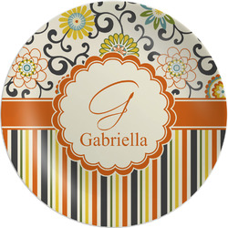 Swirls, Floral & Stripes Melamine Plate (Personalized)