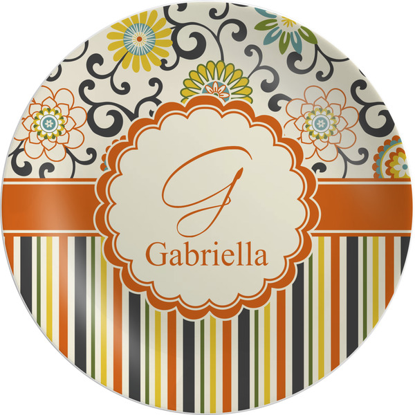 Custom Swirls, Floral & Stripes Melamine Salad Plate - 8" (Personalized)