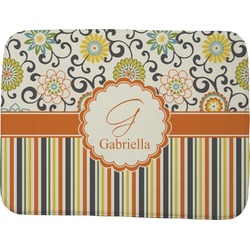 Swirls, Floral & Stripes Memory Foam Bath Mat - 48"x36" (Personalized)