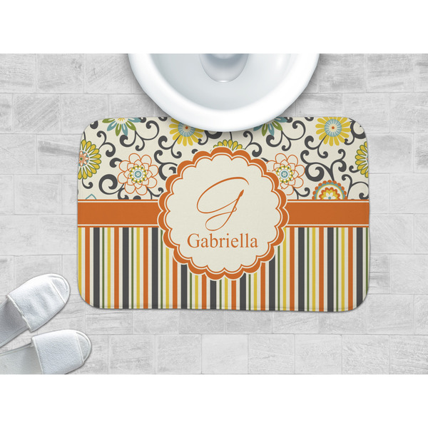 Swirls, Floral & Stripes Memory Foam Bath Mat - LIFESTYLE 34x21