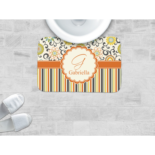 Swirls, Floral & Stripes Memory Foam Bath Mat - LIFESTYLE