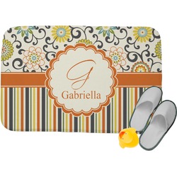 Swirls, Floral & Stripes Memory Foam Bath Mat (Personalized)