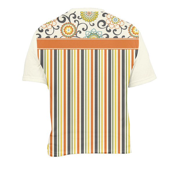 Swirls, Floral & Stripes Men's Crew Neck T Shirt Medium - Back