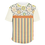 Swirls, Floral & Stripes Men's Crew T-Shirt - Medium