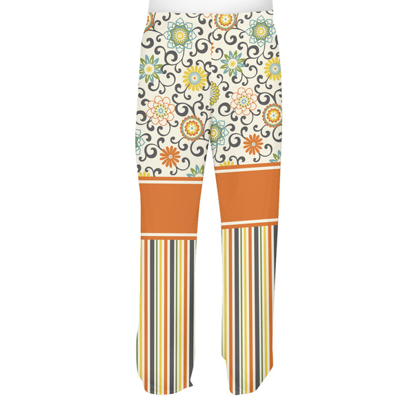 Swirls, Floral & Stripes Men's Pjs Back - on model