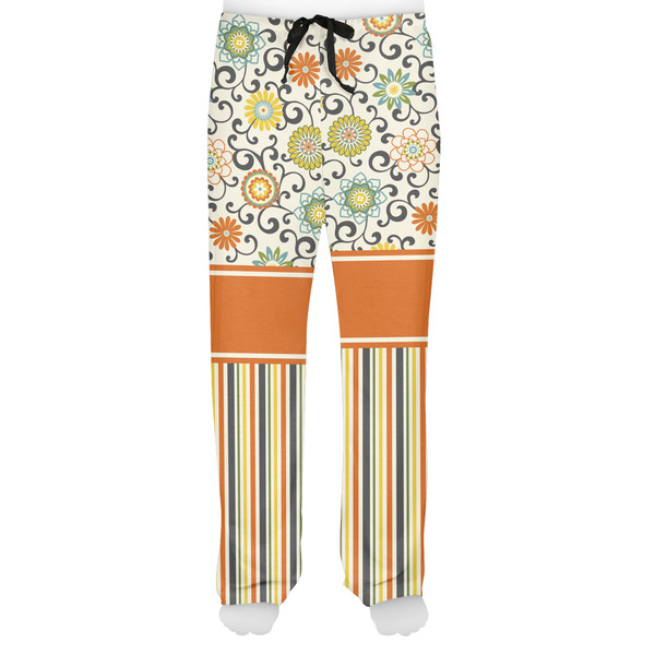 Swirls, Floral & Stripes Men's Pjs Front - on model