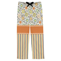Swirls, Floral & Stripes Mens Pajama Pants - L