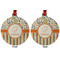 Swirls, Floral & Stripes Metal Ball Ornament - Front and Back