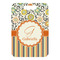 Swirls, Floral & Stripes Metal Luggage Tag - Front Without Strap