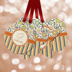 Swirls, Floral & Stripes Metal Ornaments - Double Sided w/ Name and Initial