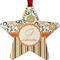 Swirls, Floral & Stripes Metal Star Ornament - Double Sided w/ Name and Initial